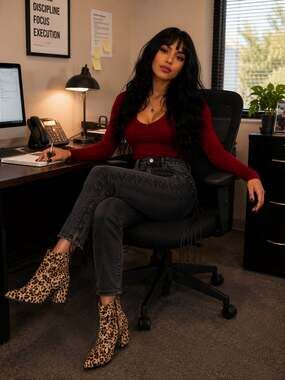 Steve Madden Style: Jillian-L Leopard Print Cow Hair Ankle Boots Sz.9
